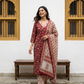 Pure Hand Block Printed Kurta Set (Red)