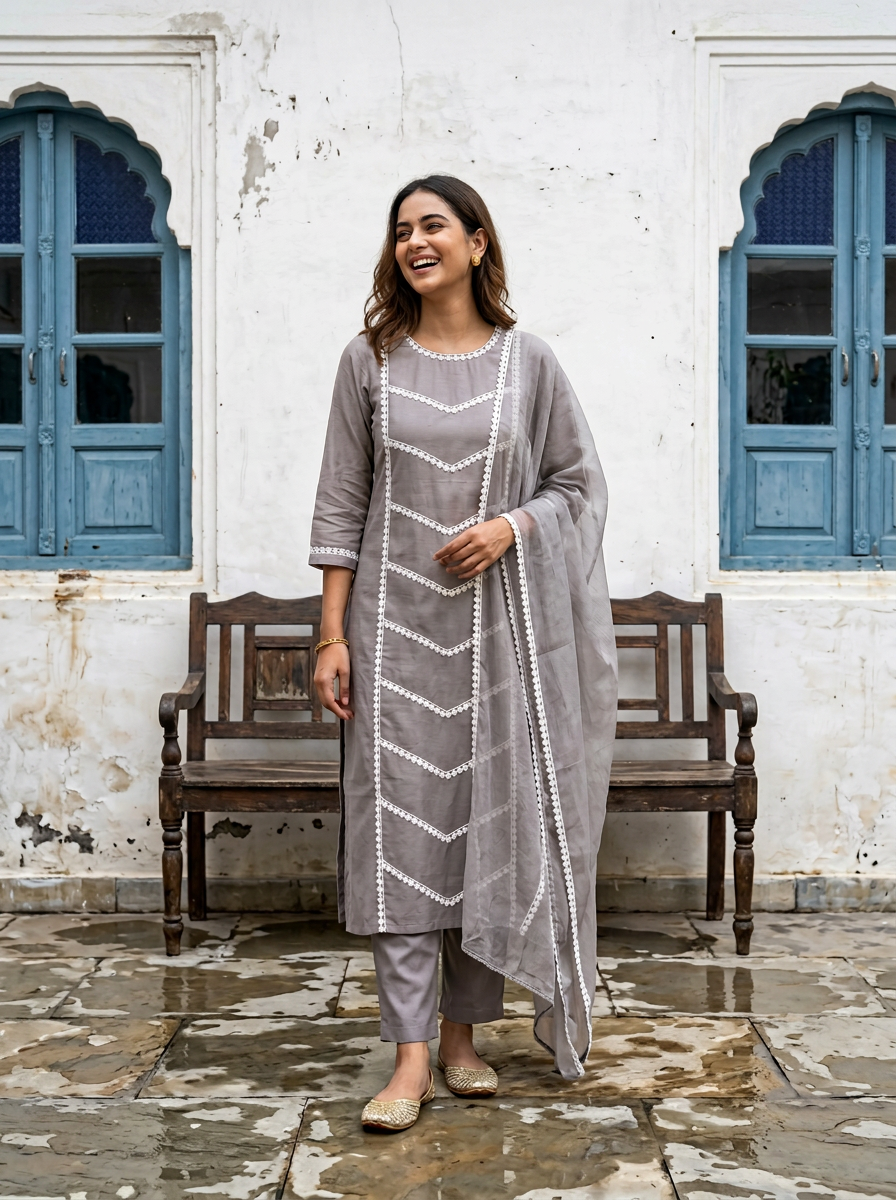 Soft Linen Grey Suit Set