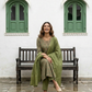 Green Silk Straight Suit Set