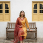 Pure Hand Block Printed Kurta Set (Yellow)
