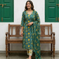 Pure Hand Block Printed Kurta Set (Green)