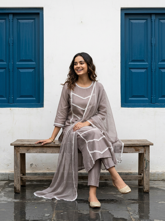 Soft Linen Grey Suit Set