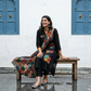 Black Cotton Kurta Set with Appliqué Work