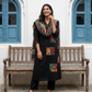 Black Cotton Kurta Set with Appliqué Work