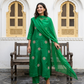 Hand-Embroidered Dola Silk A-Line Kurta Set