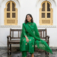 Hand-Embroidered Dola Silk A-Line Kurta Set
