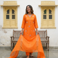 Hand-Embroidered Dola Silk A-Line Kurta Set