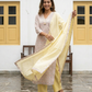 Cream Cotton Suit Set With Kota Doriya Dupatta