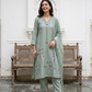 Sea Green Mul Cotton Suit Set with hand katha work