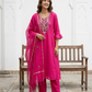 Pink Mul Cotton Suit Set with hand katha work