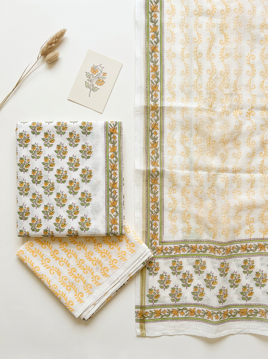Kota Doriya Dupatta Cotton Block Printed Unstitched Suit Set