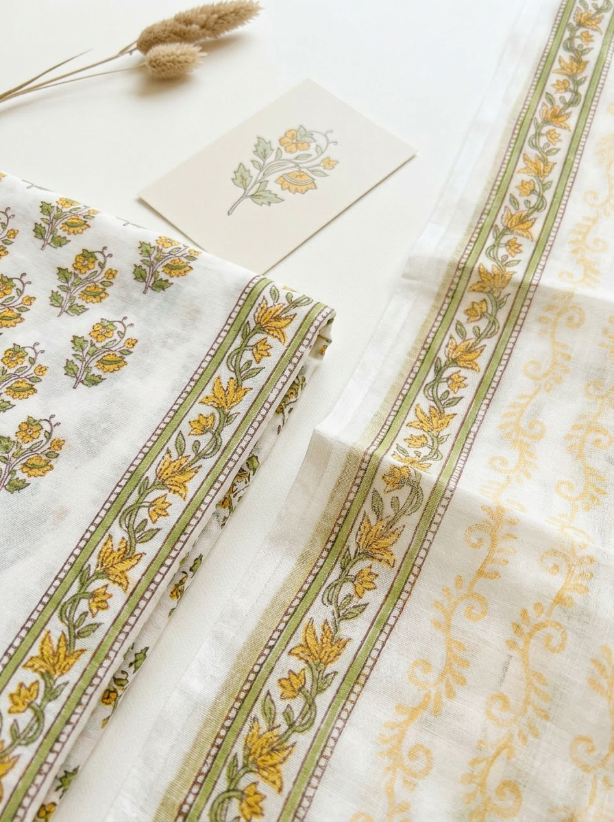 Kota Doriya Dupatta Cotton Block Printed Unstitched Suit Set