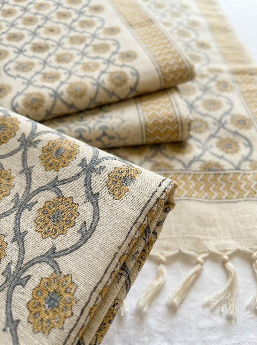 Kota Doriya Dupatta Cotton Block Printed Unstitched Suit Set
