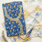 Thread Embroidered Cotton Block Printed Unstitched Suit Set