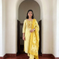 Pastel Green Cotton Printed Dupatta Set with embroidery.