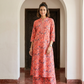 Orange Floral Cotton Kurta Set
