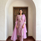 Pink Cotton Printed Dupatta Set with Lace detailing.