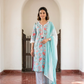Pink Cotton Printed Dupatta Set with Lace detailing.