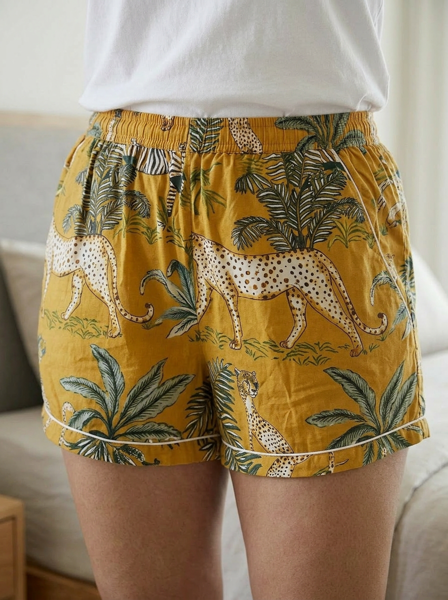Printed Cotton Lounge Shorts