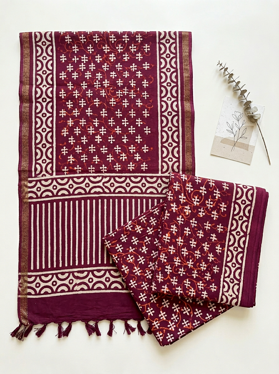 Cotton Block Printed Unstitched Suit Set