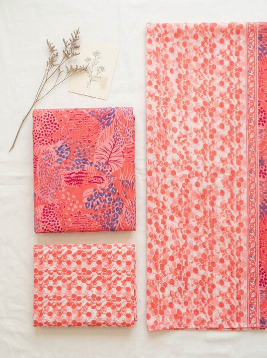Cotton Block Printed Unstitched Suit Set