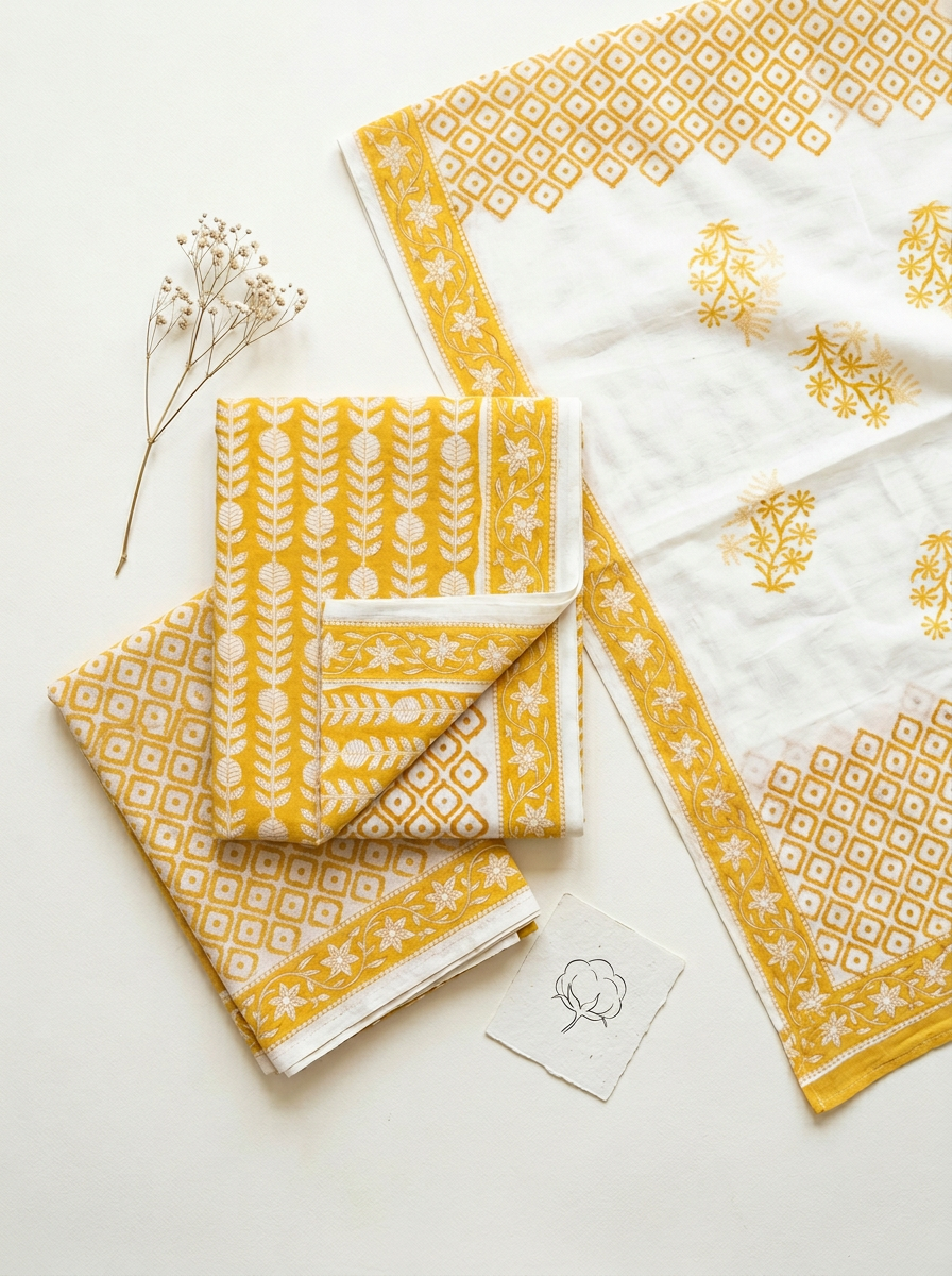 Cotton Block Printed Unstitched Suit Set