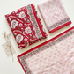 Cotton Block Printed Chiffon Dupatta Unstitched Suit Set