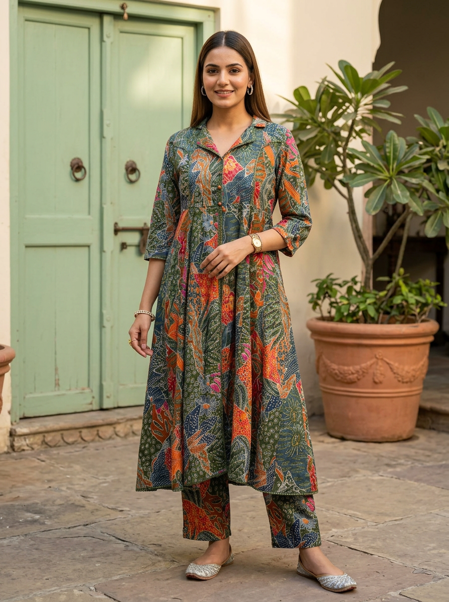 Multicolor Printed Muslin Co-ord Set