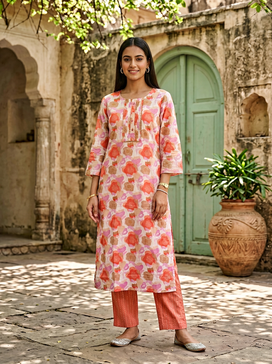 Printed Cotton Kurta Set (Set of 2 Colorways)