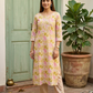Yellow Floral Printed Cotton Kurta Set