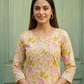 Yellow Floral Printed Cotton Kurta Set