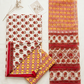 Cotton Block Printed Chiffon Dupatta Unstitched Suit Set
