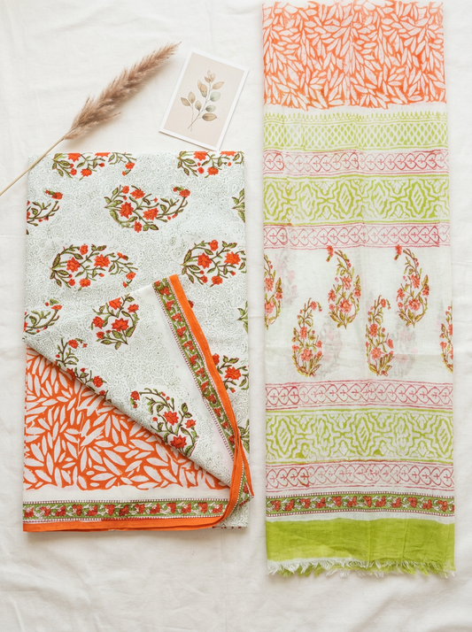 Chiffon Dupatta Cotton Suit Set