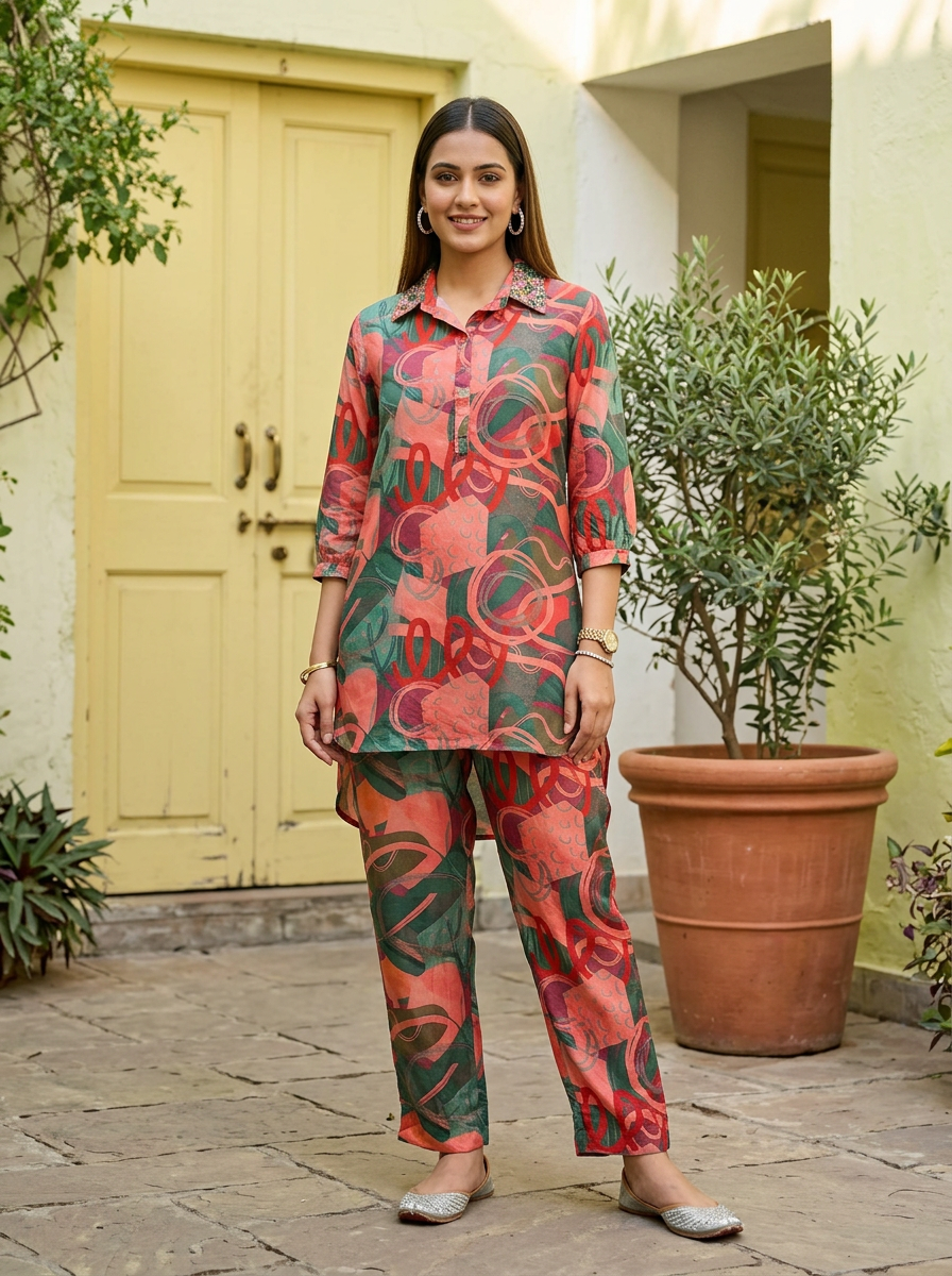 Floral Pure Muslin Co-ord Set