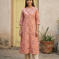 Peach Cotton Flax Aline Kurta