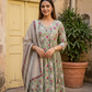 Cotton Pichwai Block Printed Anarkali Kurta with Cotton Dupatta.
