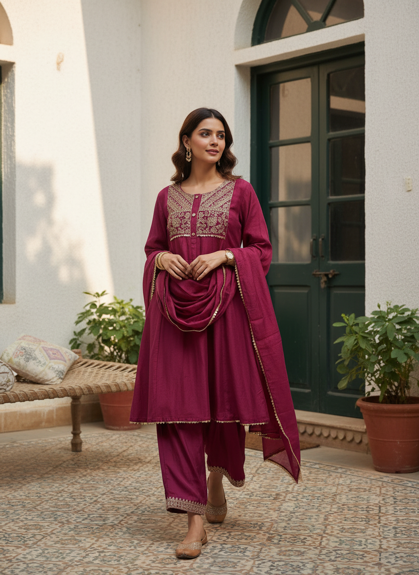 Mulchanderi 3-Piece Set with Lining